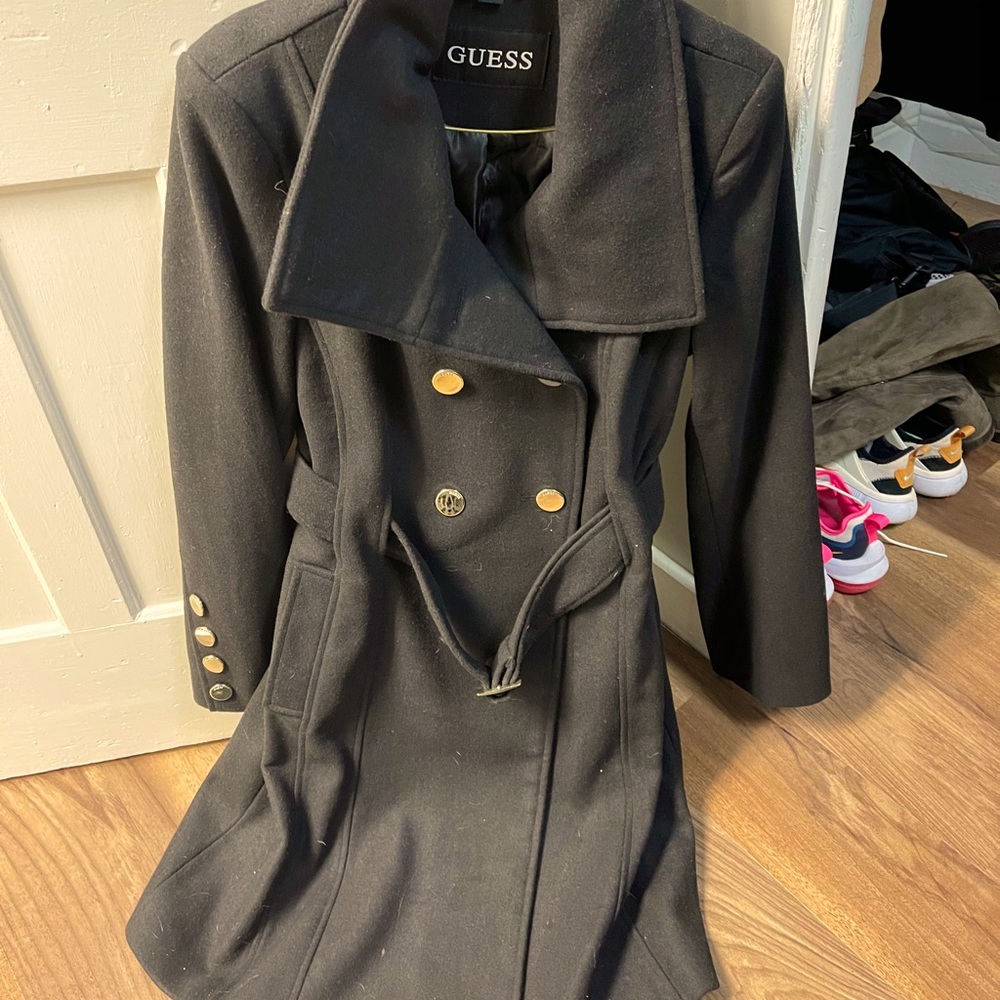 Guess black button dress coat